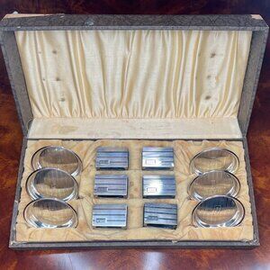 GK Webster Cigar Smoking Set 6 Ashtrays Matchbox Holders Sterling Silver